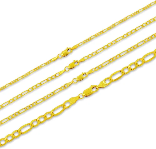 Vista 2 de Pori Jewelers - Collar o pulsera de cadena de 3 1 eslabones Figaro de Oro de 10 K de 007 009 011 013 021 027 y 031 pulgadas color amarillo blanco u