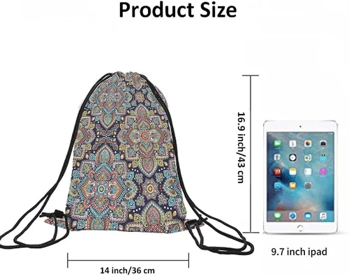 Vista 6 de Beabes Bohemia Retro Rayas Cordón Bolsas Mochila Gimnasio Bolsa con Cordón, Multi-a101, Mochilas de viaje