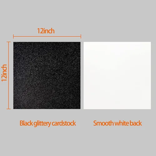 Vista 2 de Simetufy Cartulina negra con purpurina, 15 hojas de cartulina de 12 x 12 pulgadas para Cricut, proyectos de bricolaje, álbumes de recortes