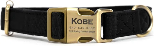 Vista 15 de Collar de perro personalizado con nombre y número de teléfono grabado, collar ajustable personalizado para cachorros, collar de algodón orgánico