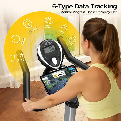 Vista 4 de Stationary Exercise Bike for home, Magnetic Resistance, Silence & Smart App Negro Amarillo