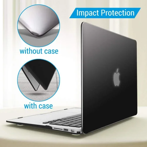 Vista 8 de iBenzer Carcasa rígida de plástico con superficie suave 3 en 1 y cubierta para teclado y protector de visualización para MacBook Air, Negro