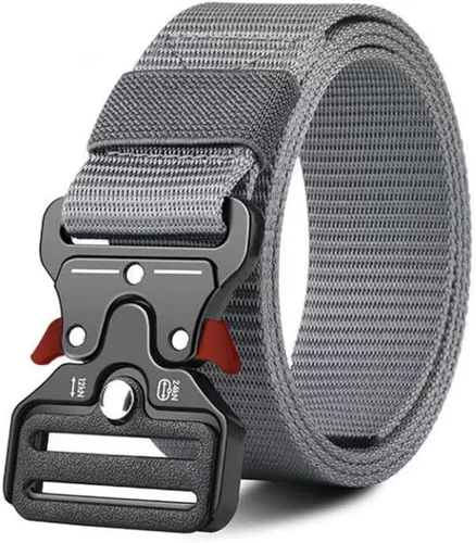 Vista 11 de Cinturón táctico para hombre, resistente hebilla de metal de liberación rápida, ajustable, estilo militar, cinturones de nailon