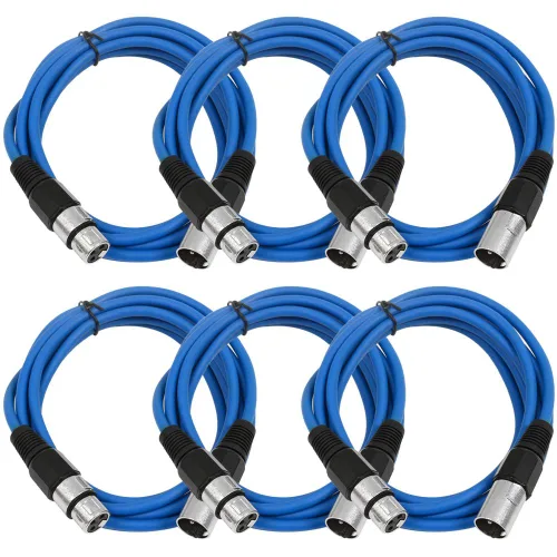 Vista 50 de SEISMIC AUDIO - SAXLX-2 - Paquete de 6 cables de conexión XLR macho a XLR hembra de 2 pies - Equilibrados - Cables de conexión de 2 pies