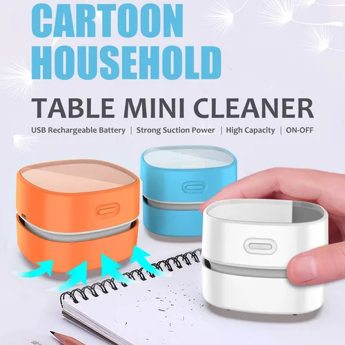 Vista 4 de Aspirador de escritorio ODISTAR, mini barredora de polvo de mesa, ahorradora de energía, alta resistencia hasta 400 minutos, diseño inalámbrico