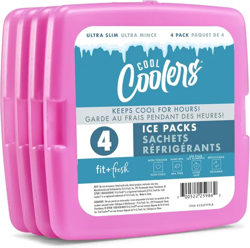 Vista 2 de Enfriadores Cool de Fit + Fresh, Paquetes de Hielo Delgados Reutilizables y Duraderos, Paquetes Fríos para Loncheras, Paquetes de Hielo para Bolsas