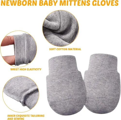 Vista 2 de 9 pares de guantes de algodón unisex para bebés recién nacidos y niños pequeños de 0 a 6 meses