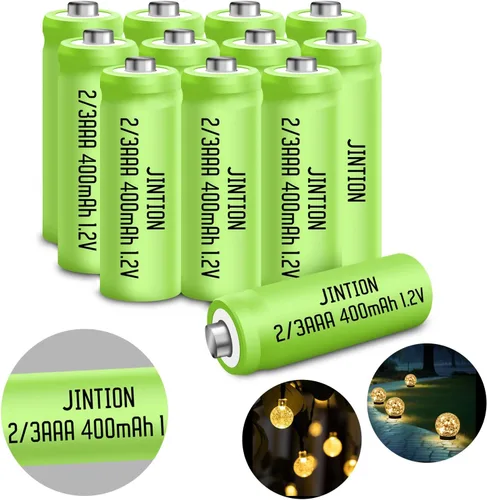 Vista 9 de JINTION Batería recargable NIMH 2/3AAA 2/3 AAA 1.2V 400mAh botón superior 5 paquetes (no son pilas de tamaño AAA)