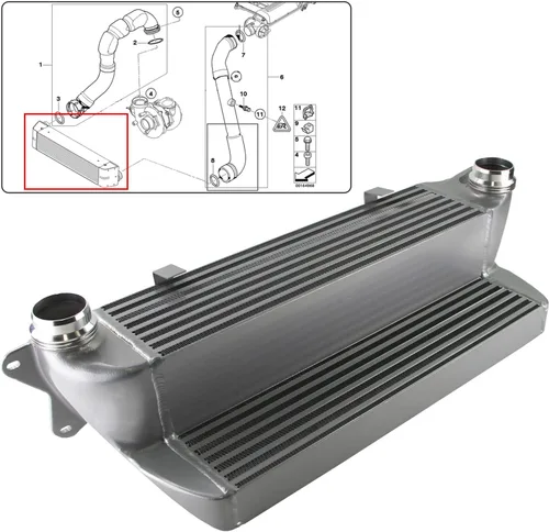 Vista 3 de Performance Tuning Intercooler compatible con 525d 535d 635d E60 E61 E63 E64 Plata