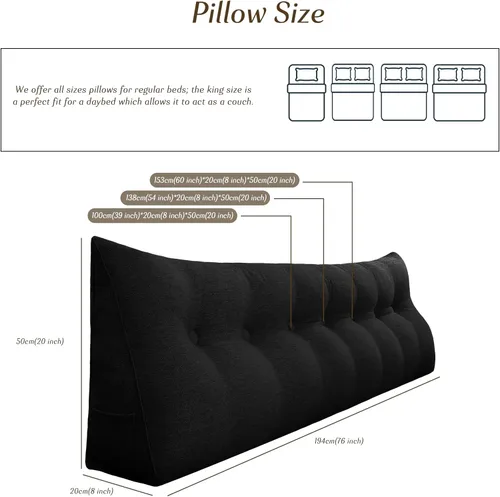 Vista 6 de Almohada de Cuña para Cabecero - Almohada Triangular para Cabecero de Cama, Almohada de Cuña para Descanso en la Cama, para Sentarse en la Cama