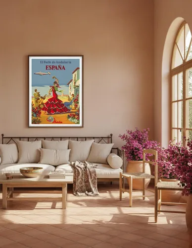 Vista 5 de España (España) - La danza de Andalucía (El Baile de Andalucia) - Iberia Air Lines of Spain - Póster vintage de viaje de aerolínea c.1950s