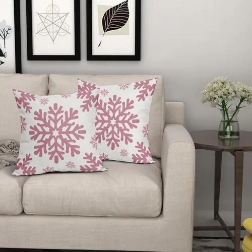 Vista 133 de Fundas de almohada decorativas de Navidad negras 40x40 cm con copos de nieve blancos de Navidad, juego de 2, temática rústica de invierno