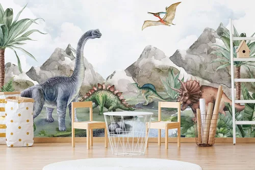 Vista 2 de Murwall Kids Wallpaper for Boys Dinosaur Wall Mural Jurassic World Dino Wall Murals Soft Childroom Wallpapers