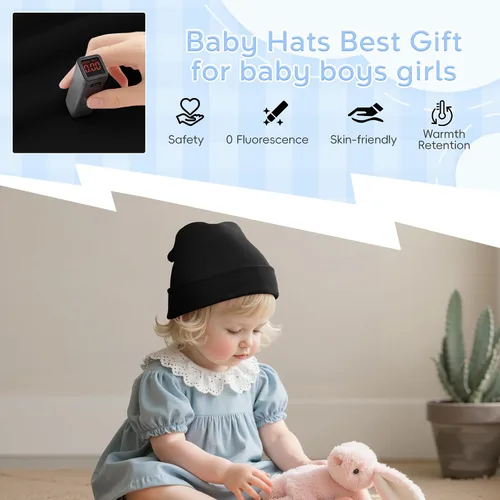 Vista 3 de Zando - Gorros tejidos de algodón para recién nacidos, bebés, niños y niñas cálidos y bonitos