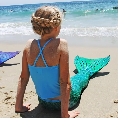 Vista 5 de Cola de sirena para nadar (sin monoaleta) con protección de punta MER-Shield, tamaños para niños