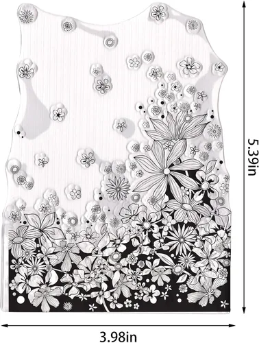 Vista 2 de Florecer flores sellos transparentes para hacer tarjetas, fondo de flores, sellos de goma transparente, marco de fondo, sellos de goma transparente
