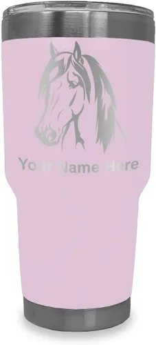 Vista 17 de LaserGram Vaso aislado al vacío de 20 onzas, cabeza de caballo 1, grabado personalizado incluido (negro)