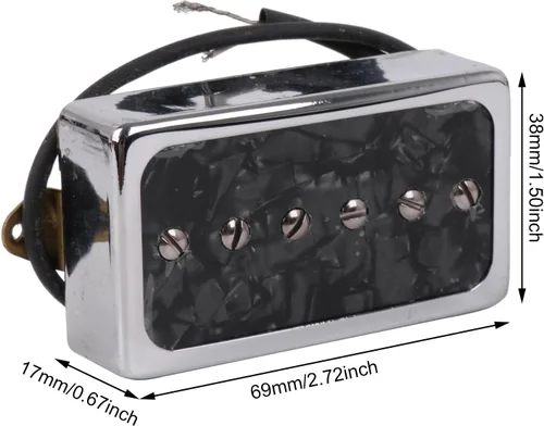 Vista 4 de Yibuy Black Pearl P90 - Juego de pastillas de puente y cuello de bobina única para piezas de guitarra eléctrica