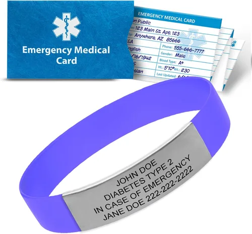 Vista 10 de Medical ID Bracelet Custom Engraved – Emergency Medical Alert Bracelet for Men & Women – Personalized Medical ID Bracelet Waterproof Silicone & Negro