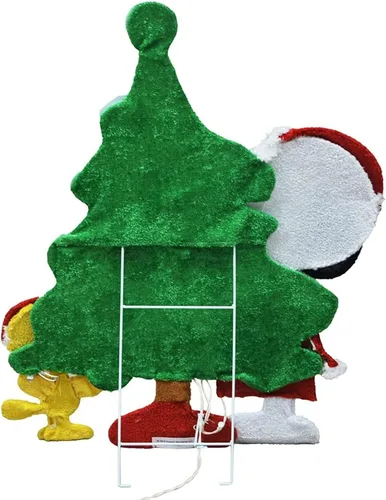 Vista 5 de ProductWorks Peanuts Adorno de Jardín Preiluminado de Snoopy y Woodstock para Árbol de Navidad Interior/Exterior, Exhibición Navideña con 70 Luces