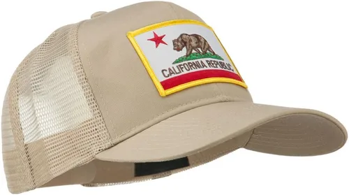 Vista 25 de e4Hats.com Gorra de malla de sarga parcheada con bandera del estado de California