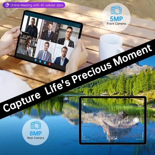 Vista 6 de Topsand Tableta Android 14 con ranura para tarjeta SIM, tabletas celulares desbloqueadas de 10GB+32GB con estuche protector, tableta de 10 pulgadas