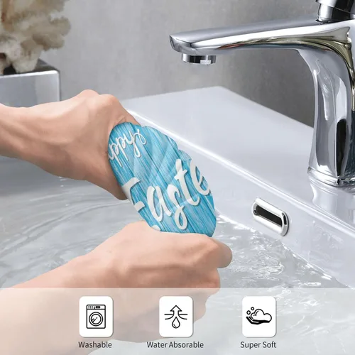 Vista 6 de Divertidos toallas de mano suaves de conejo de Pascua, toalla de baño, decorativa, multiusos para yoga, baño, hotel, gimnasio, 12 x 27.5 pulgadas