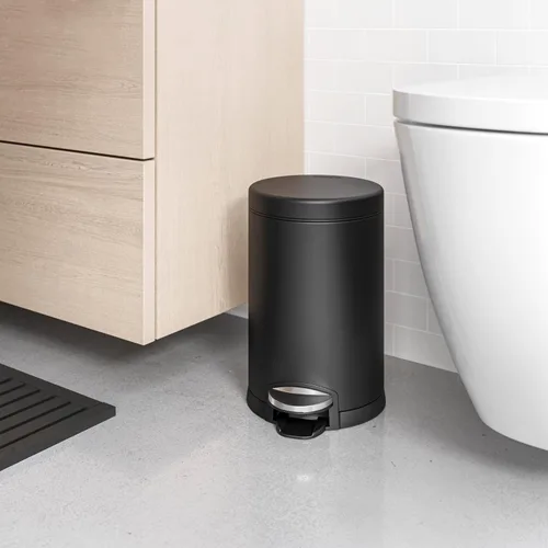 Vista 4 de Simplehuman - Cubo de basura redondo para baño con pedal, de 4.5 litros / 1.2 galones, color negro mate