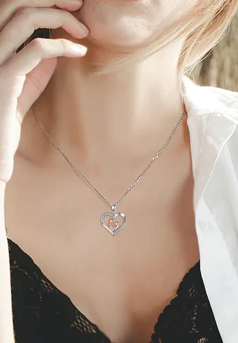 Vista 5 de INFUSEU Collar de plata de ley con corazón para mujeres y niñas, regalo para amantes de las mascotas, cadena de 18.0in