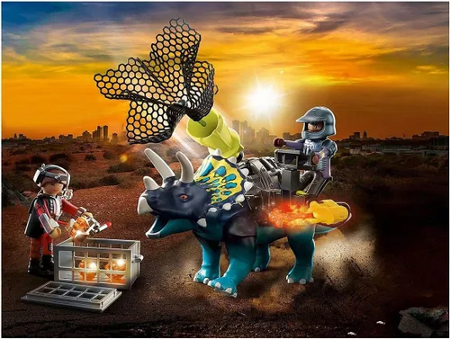 Vista 2 de Playmobil Dino Rise Triceratops: Batalla por las piedras legendarias