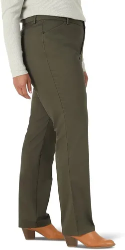 Vista 2 de Lee - Pantalón para mujer talla extragrande, de pierna recta, corte relajado, antiarrugas