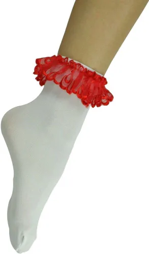 Vista 4 de ToBeInStyle Hermosos calcetines tobilleros opacos de encaje con volantes para mujer