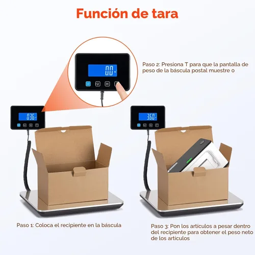 Vista 5 de MUNBYN Báscula de envío, báscula postal digital de 440 lb/1.8 oz para paquetes con función de retención/tara, LCD retroiluminado, batería y cable