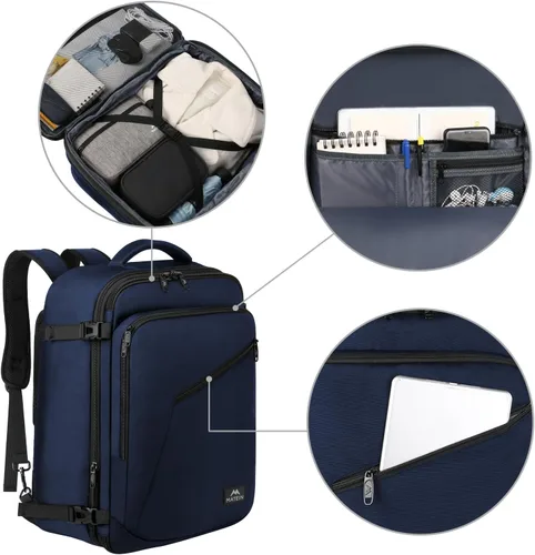 Vista 26 de MATEIN - Mochila de viaje extragrande de 10.56 galones, mochila de viaje ampliable apta para aerolíneas, para viajeros de fin de semana, hombres