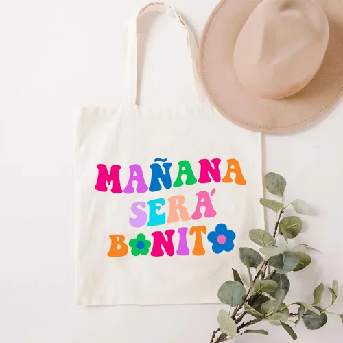 Vista 3 de SAUIVD Bolsa de lona Manana-Sera' Hermosas Flores Bolsos de Algodón Bolso de Hombro Moda Bolsa de Compras Reutilizable Bolsa de Comestibles