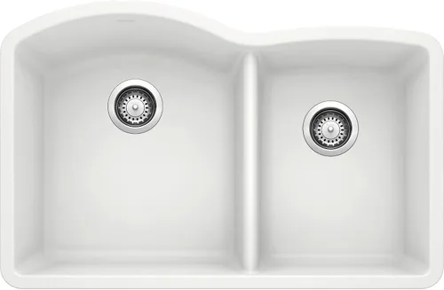 Vista 10 de BLANCO, Anthracite 440179 DIAMOND SILGRANIT 60/40 - Fregadero de cocina con doble cuenco con división baja, 32 x 21 pulgadas