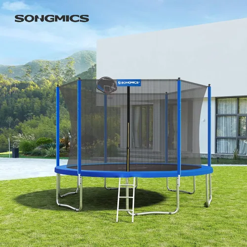 Vista 2 de SONGMICS Replacement Trampoline Safety Pad Mat, 10ft 12ft 14ft 15ft Standard Size, Spring Cover, UV-Resistant, Tear-Resistant, Edge Protection Azul
