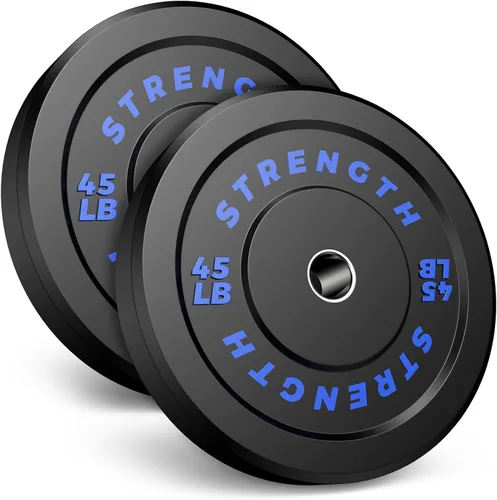 Vista 17 de Juego de Pesas Olímpicas de Parachoques de Goma - Placas de Barra de 2 Pulgadas para Entrenamiento de Fuerza en Gimnasio Casero