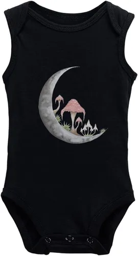 Vista 6 de Mushroom Moon - Body de manga larga para bebé recién nacido de 0 a 24 meses, color blanco Negro-1