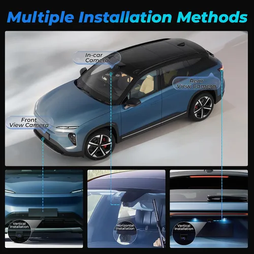 Vista 5 de AHD 1080P Cámara de respaldo de vehículo para automóvil, cámaras de visión trasera inversa giratoria de 360°, visión nocturna, IP69K, impermeable