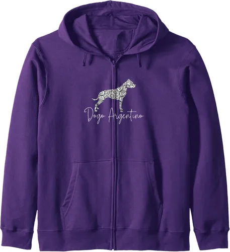 Vista 8 de Dogo Argentino Dog Owner Lover Gifts for Dog Mom Dog Mandala Zip Hoodie