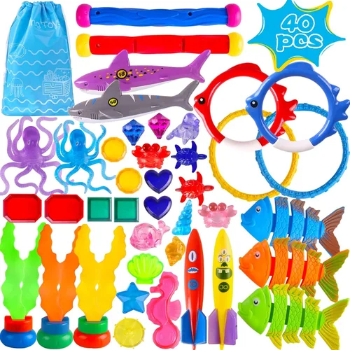 Vista 8 de Juguetes de Piscina de Buceo de Natación de Verano para Niños, Divertido Set de Juegos de Natación que se Hunden, Regalos de Buceo Submarino