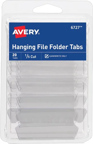 Vista 6 de Avery - Pestañas e insertos para carpetas colgantes, corte 1/5, transparentes, 20 pestañas e insertos para carpetas en total (06727) (paquete de 2)
