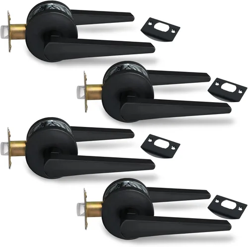Vista 24 de MD8820-DB-BK-1P - Manija de puerta de privacidad sólida para dormitorio y baño, acabado negro mate