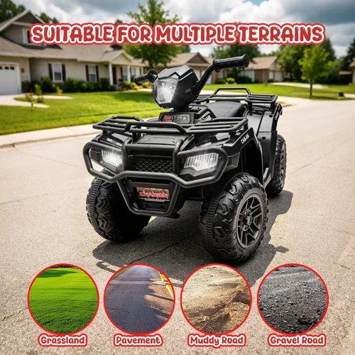 Vista 7 de ATV de 24 V para niños, motor dual de 4 ruedas con 2 velocidades y Negro