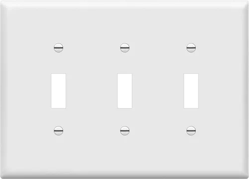 Vista 8 de ENERLITES - Placa de pared para interruptor de palanca triple sin tornillos, cubierta de interruptor de luz segura para niños, tamaño estándar de 3