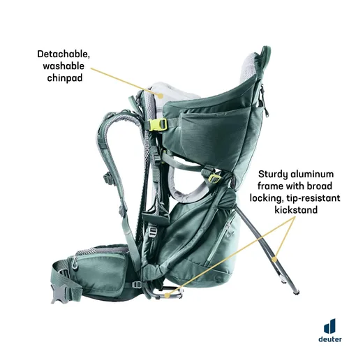 Vista 5 de Deuter Kid Comfort - Mochila y mochila para viajes y senderismo con niños pequeños - Bosque