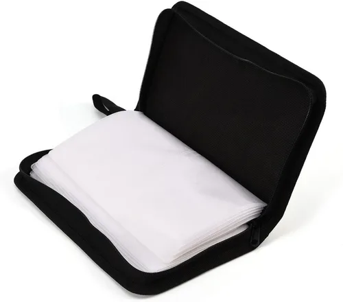 Vista 7 de Fosa Funda de poliuretano para CD/DVD/VCD con capacidad para 80 unidades, almacenamiento, soporte, folleto, bolsa, organizador de álbumes-Muti
