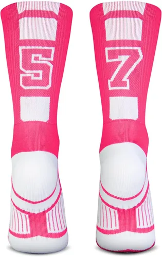 Vista 48 de ChalkTalkSPORTS Calcetines de equipo personalizados - Calcetines con números rosados Elige tu número