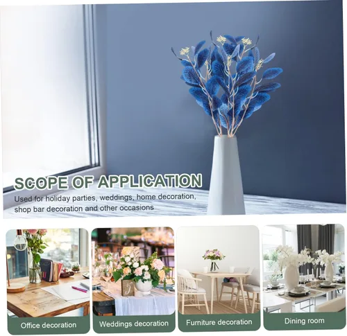 Vista 8 de IMIKEYA 3 piezas de hojas de eucalipto simuladas decoración para el hogar, ramo de flores artificiales, vegetación de granja, eucalipto, secado
